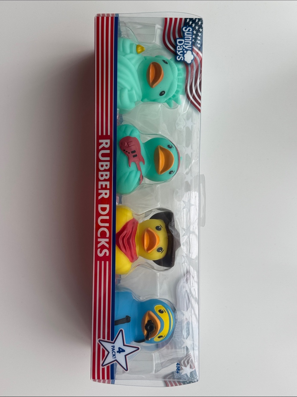 4-Pack Rubber Ducks - Teal, Yellow, Blue